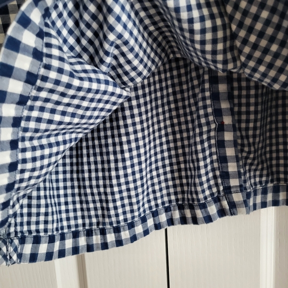 J.Jill Gingham 100 % Cotton blouse top white and blue buttons size M - Picture 7 of 8